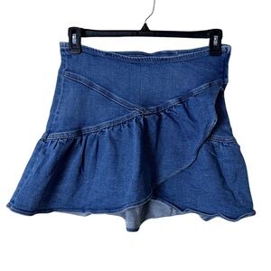 MOTHER The Minx Ruffled Denim Mini Skirt, size 30